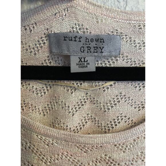 Ruff Hewn Grey Womens Sweater XL Pink Dolman Long Sleeve Cold Shoulder Sparkle - Picture 5 of 9
